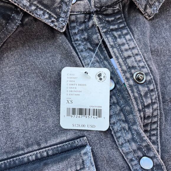 Free People Dirty Deeds Onyx Button Up Shirt NWT XS - Picture 4 of 5